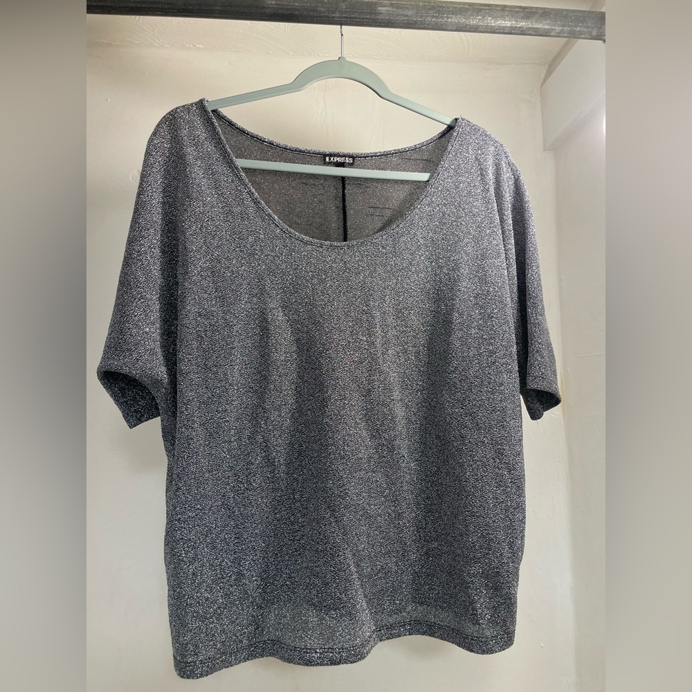 Express Women's Shimmer Short Sleeve Blouse